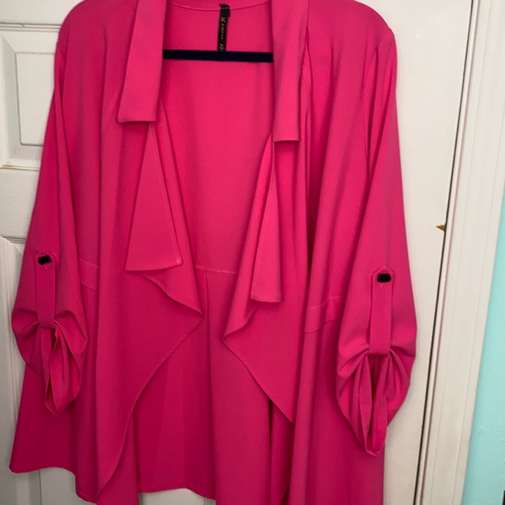 Fun hot pink open front cardigan